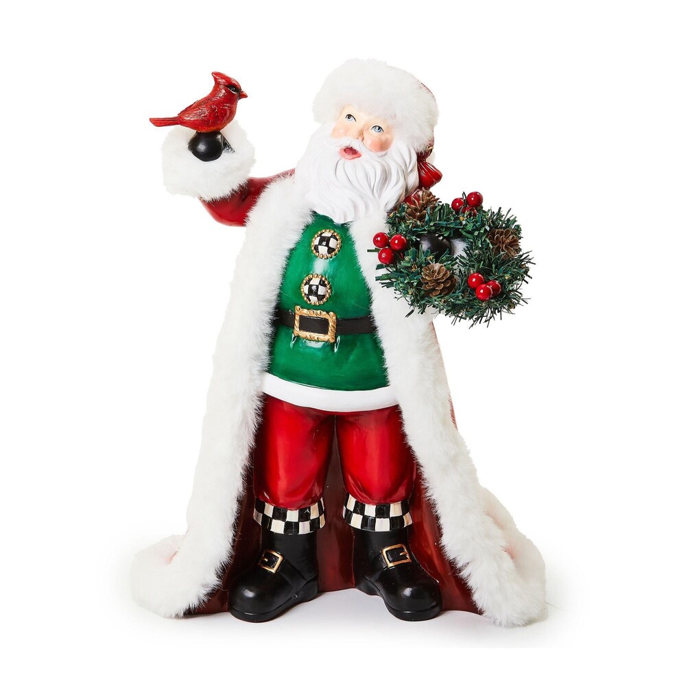 MacKenzie-Childs Cozy Christmas Santa with Cardinal 16.25" Figurine Holiday